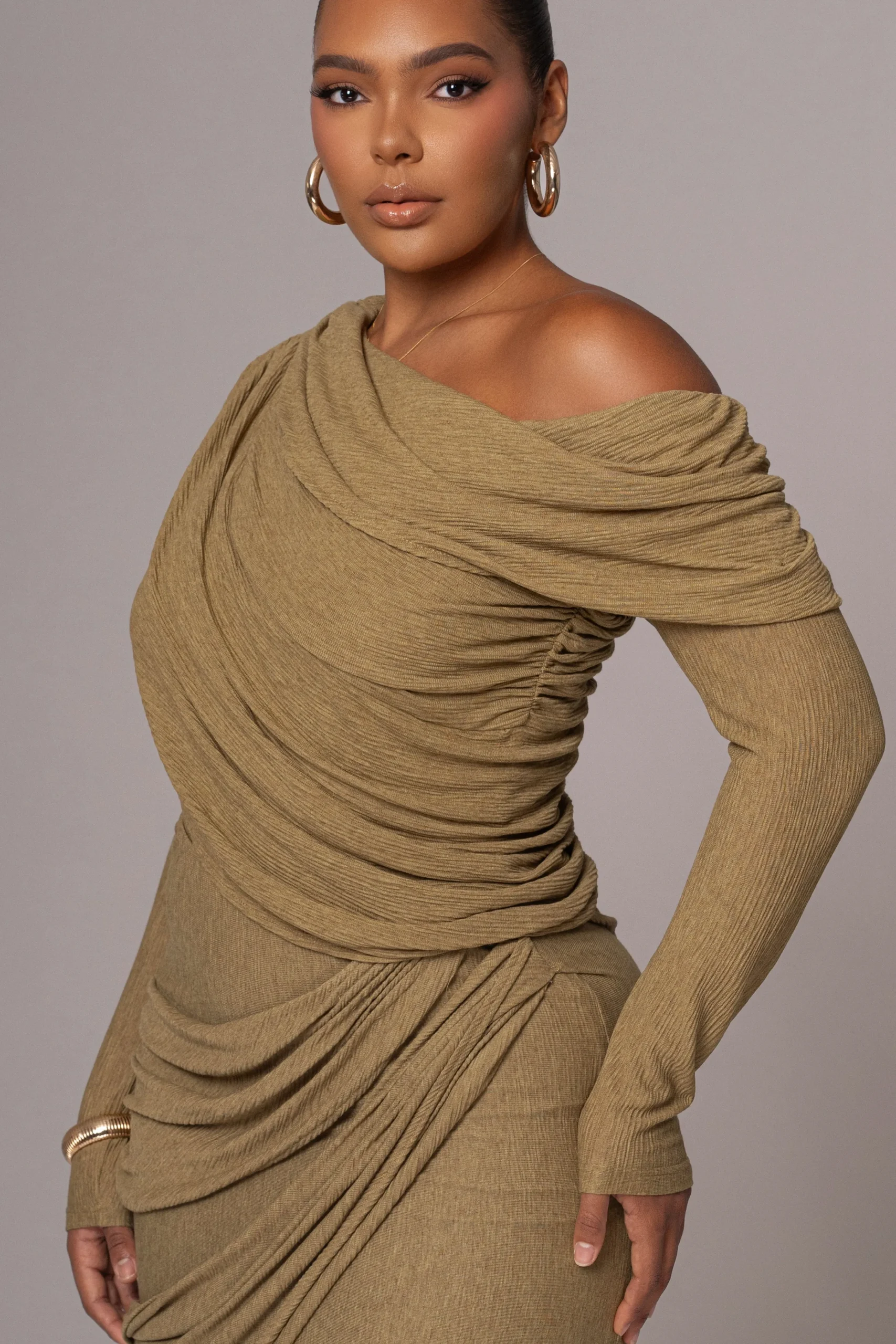 Moss Textured One Shoulder Bodysuit*JLUXLABEL Best