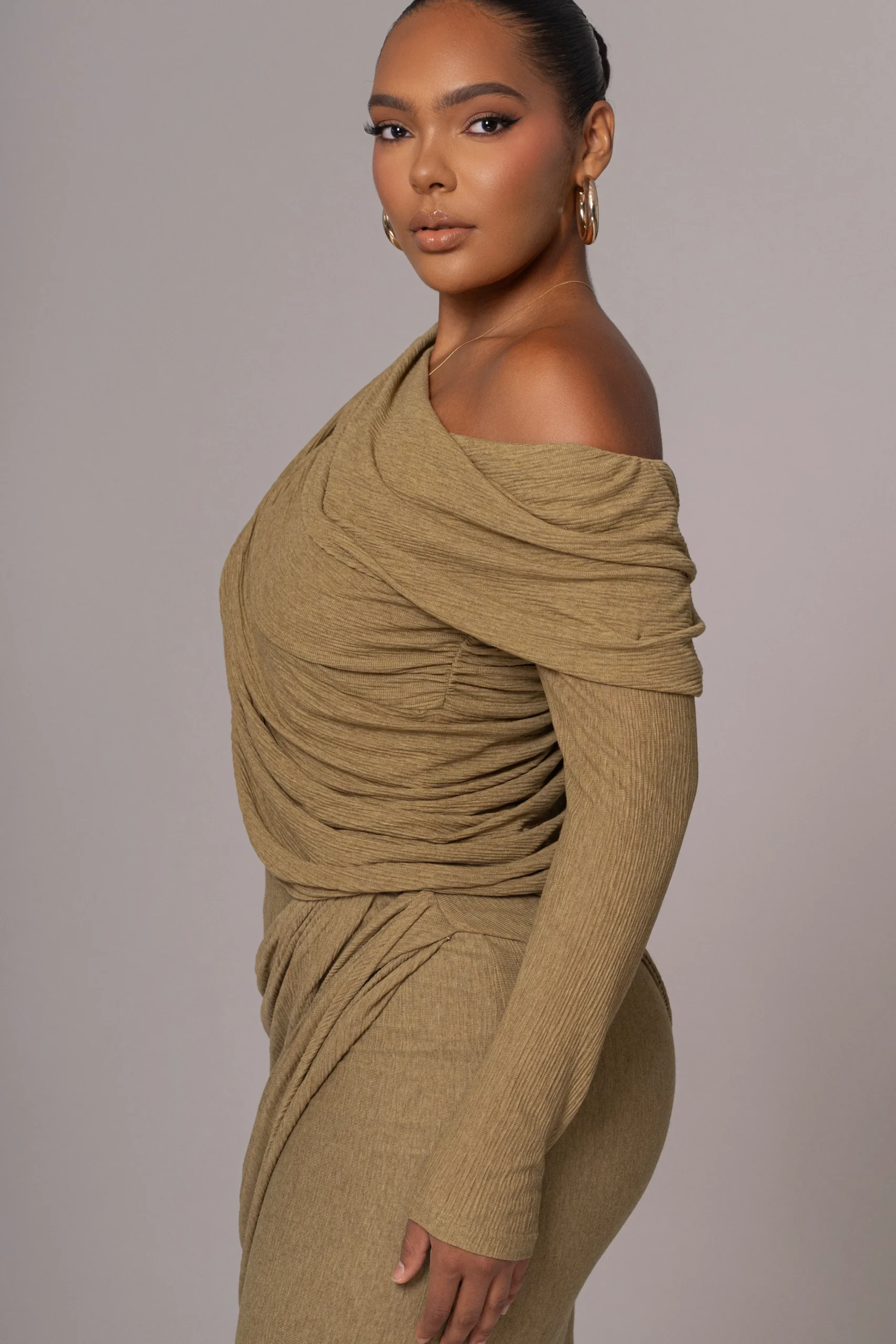 Moss Textured One Shoulder Bodysuit*JLUXLABEL Best