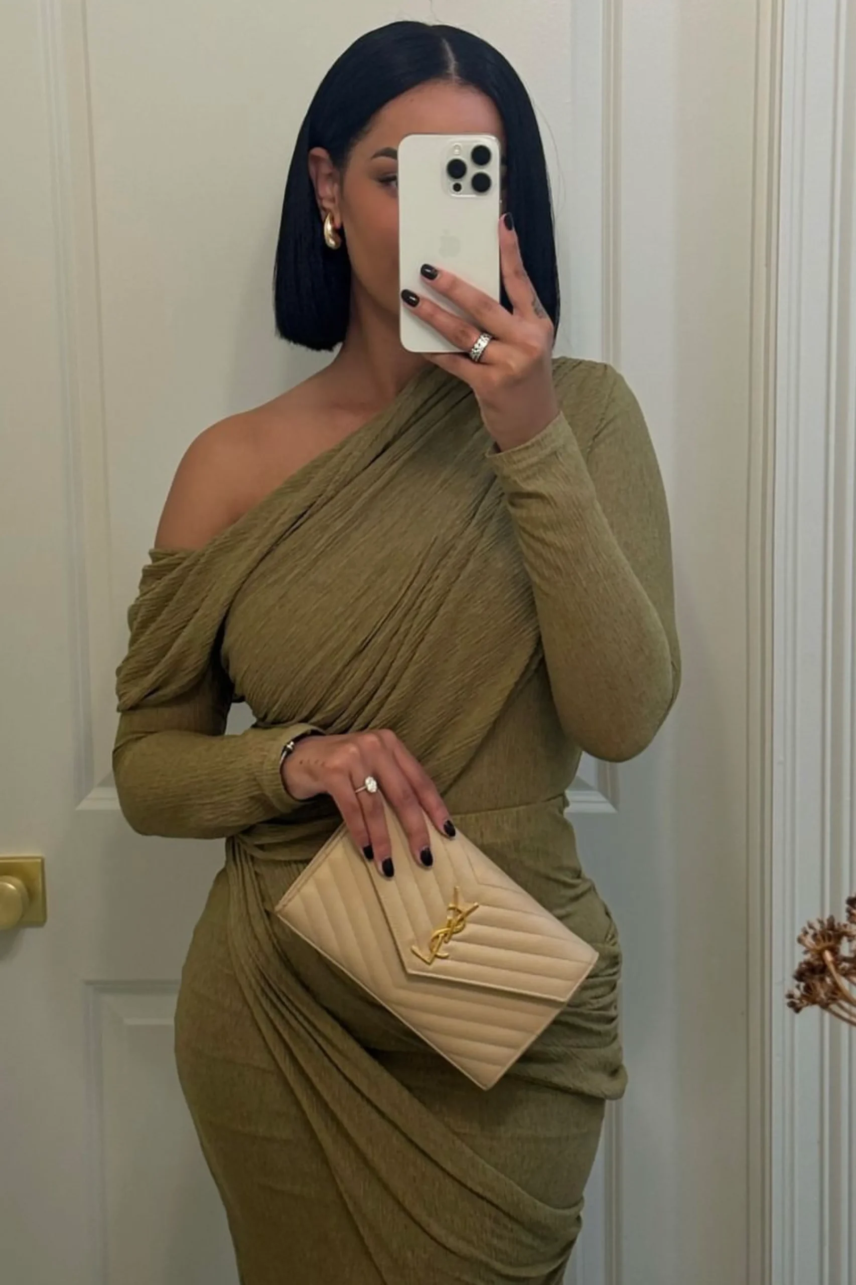 Moss Textured One Shoulder Bodysuit*JLUXLABEL Best