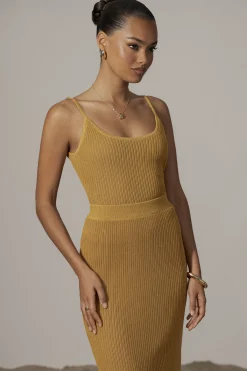 Mustard Serena Ribbed Skirt Set*JLUXLABEL Discount