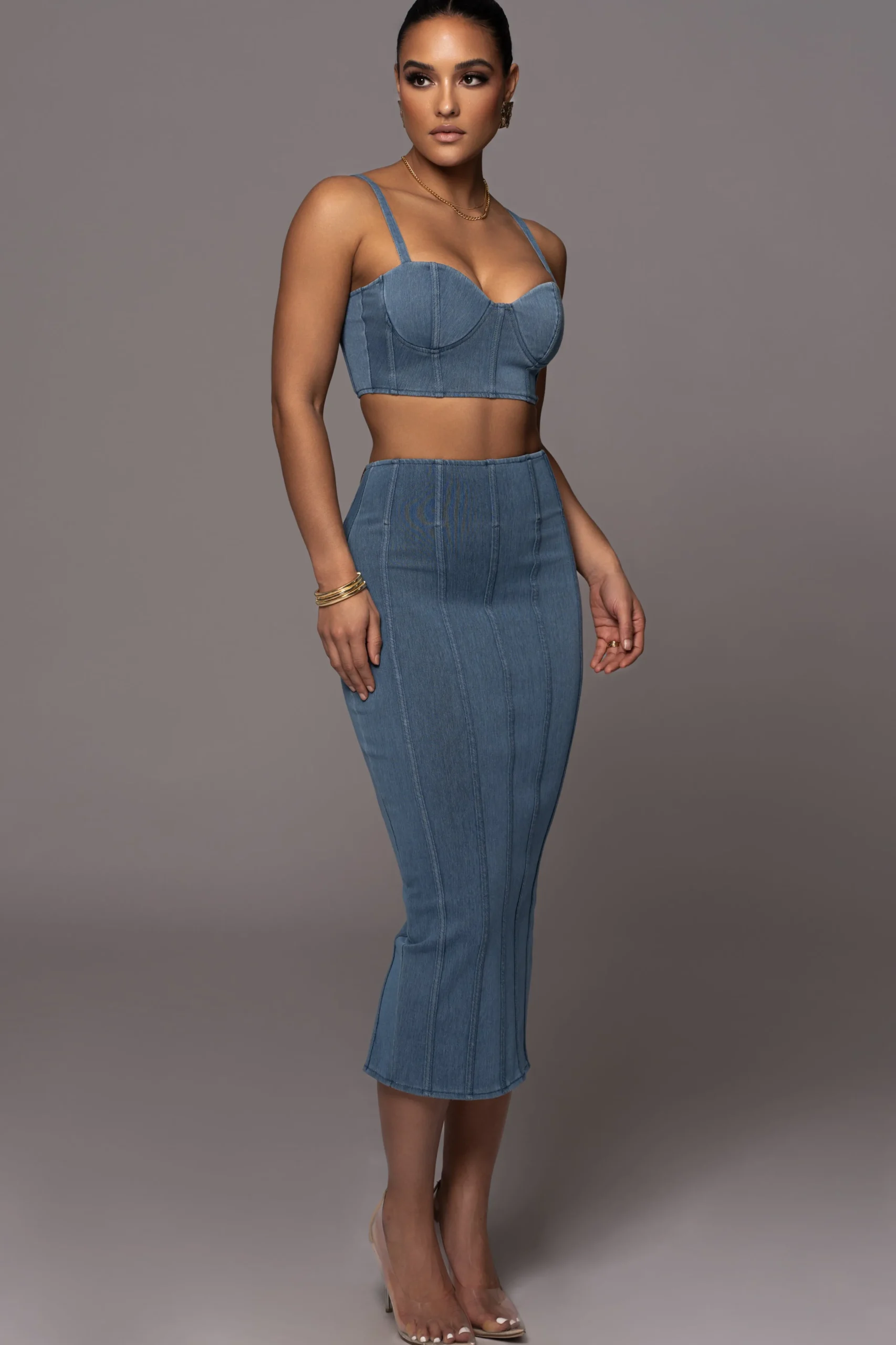 NAT LIV x Denim Eliana Skirt Set*JLUXLABEL Fashion