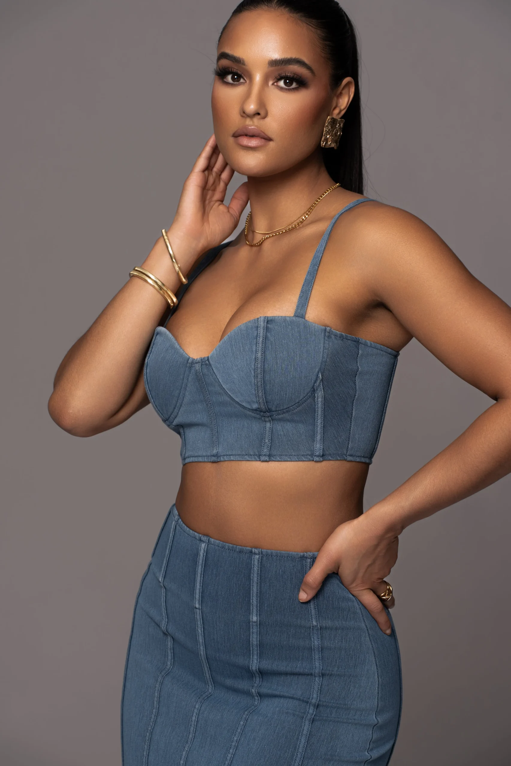 NAT LIV x Denim Eliana Skirt Set*JLUXLABEL Fashion