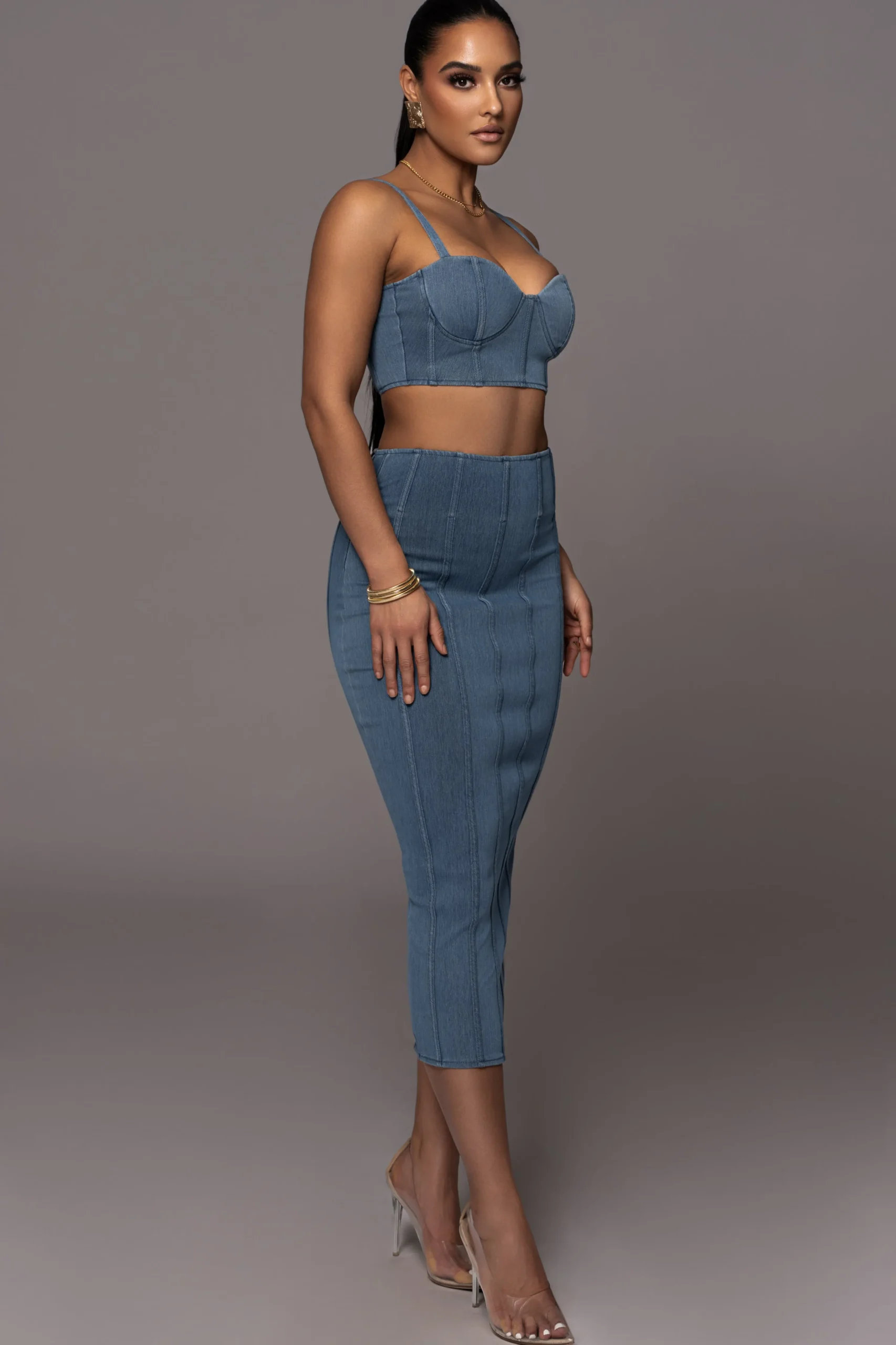 NAT LIV x Denim Eliana Skirt Set*JLUXLABEL Fashion