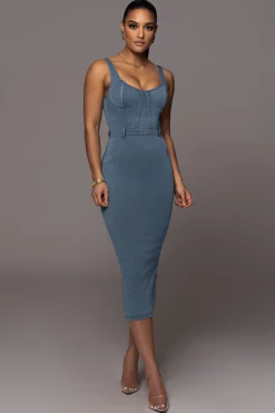 NAT  LIV x Denim Malika Midi Dress*JLUXLABEL Best