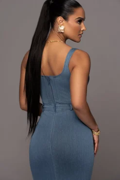 NAT LIV x Denim Malika Midi Dress*JLUXLABEL Best