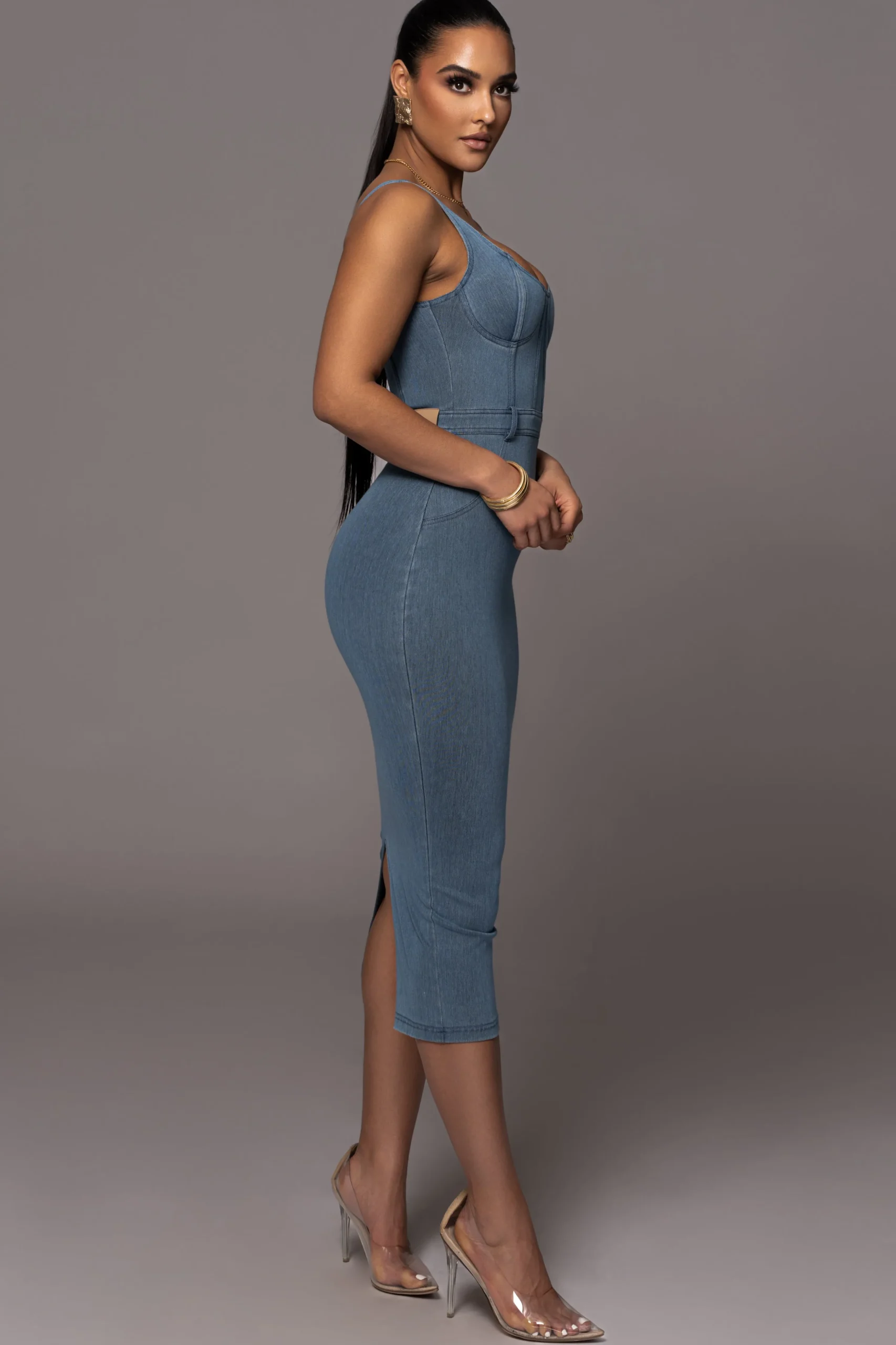 NAT LIV x Denim Malika Midi Dress*JLUXLABEL Best