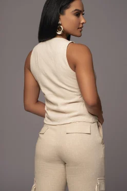 Natural Better Half Linen Utility Pants*JLUXLABEL Clearance