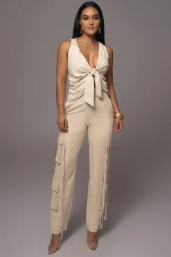 Natural Better Half Linen Utility Pants*JLUXLABEL Clearance