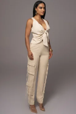 Natural Better Half Linen Utility Pants*JLUXLABEL Clearance