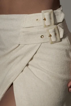 Natural Gisele Linen Slit Skirt*JLUXLABEL Best