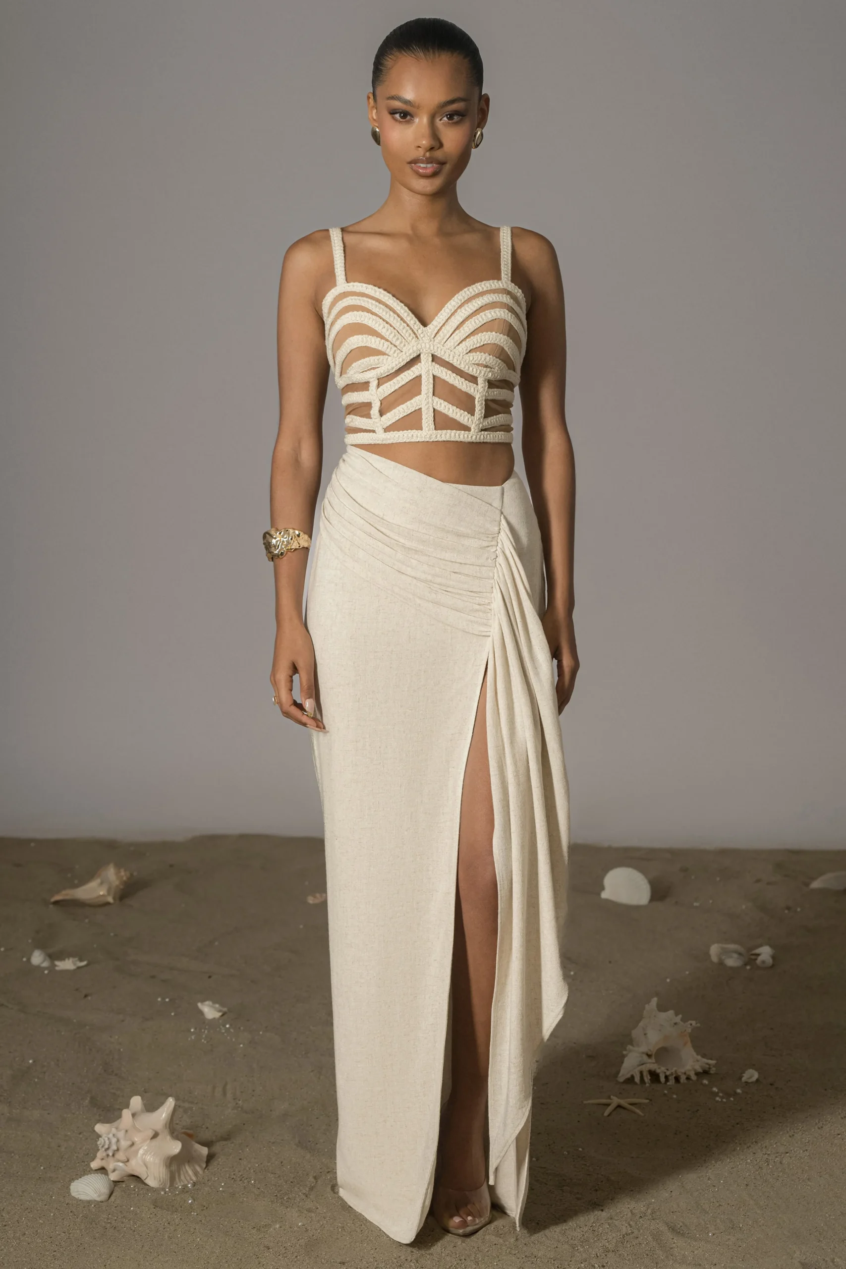 Natural Las Olas Linen Skirt*JLUXLABEL Sale