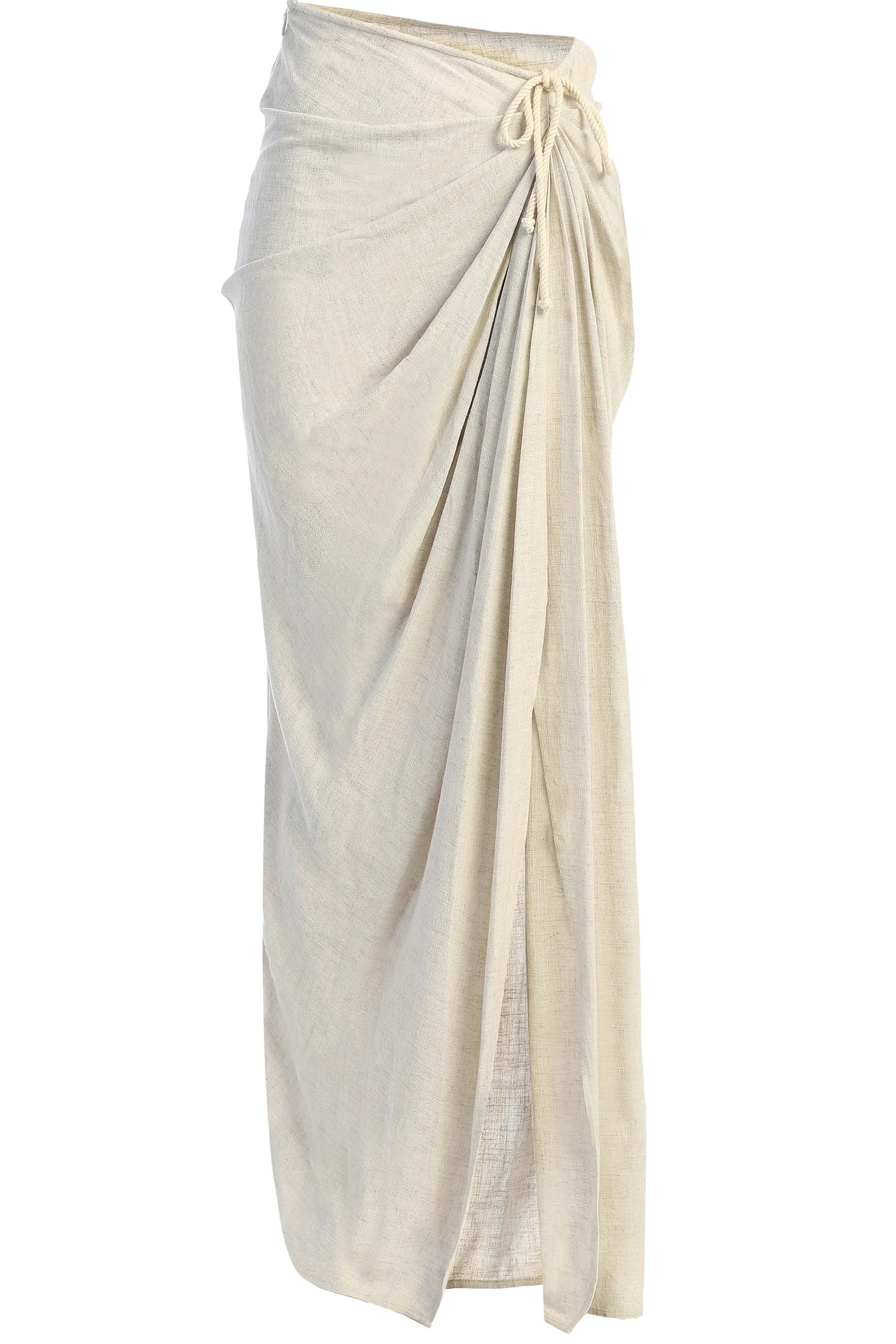 Natural Noelia Linen Slit Skirt*JLUXLABEL Clearance