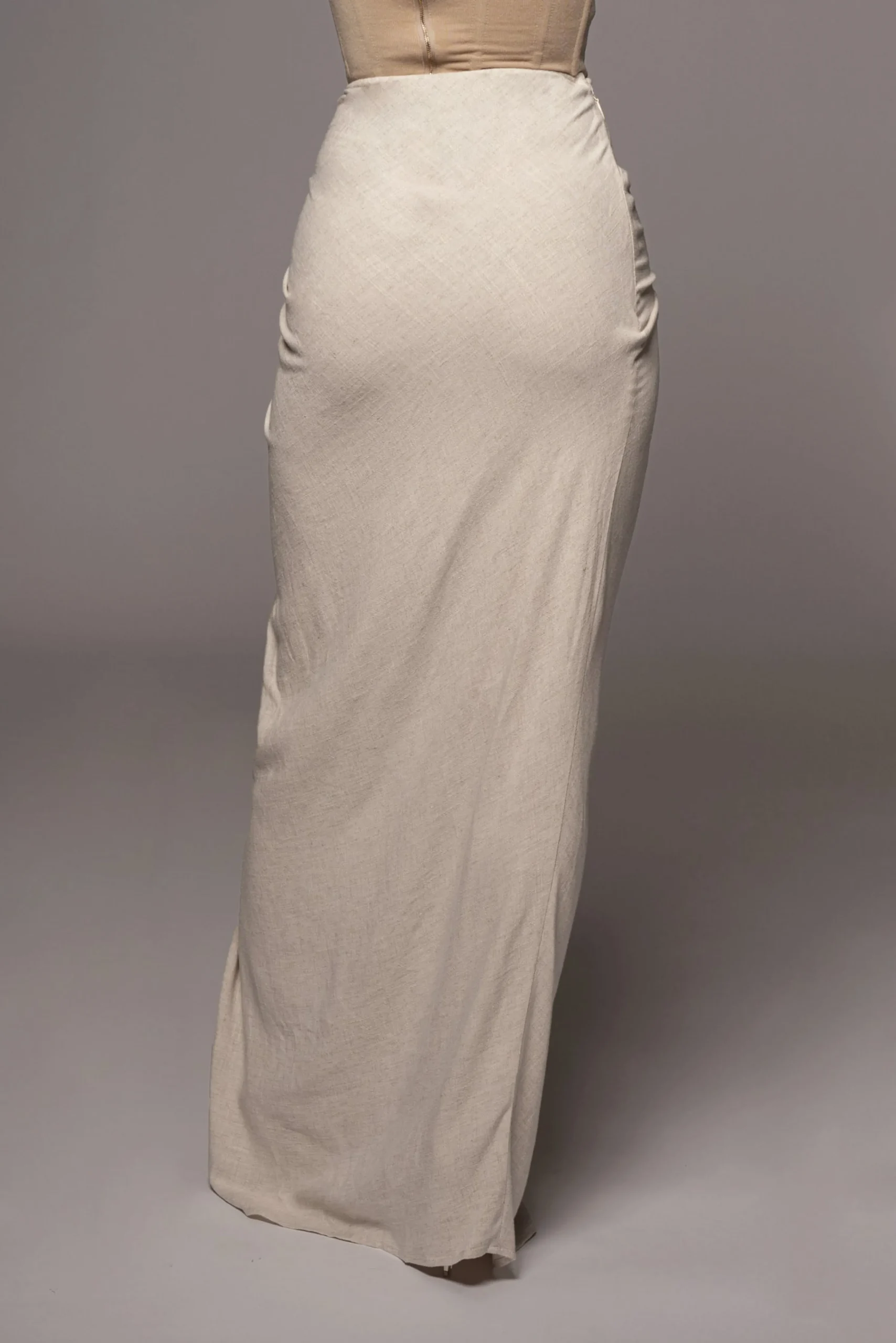 Natural Noelia Linen Slit Skirt*JLUXLABEL Clearance