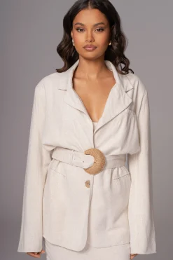 Natural Ocean Breeze Linen Blazer*JLUXLABEL Sale