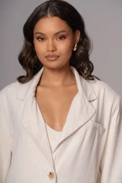 Natural Ocean Breeze Linen Blazer*JLUXLABEL Sale