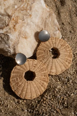 Natural Raffia Circular Dangle Earrings*JLUXLABEL Outlet