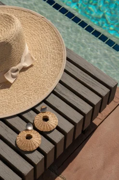 Natural Raffia Circular Dangle Earrings*JLUXLABEL Outlet