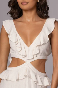 Natural Sunshine Ruffle Linen Dress*JLUXLABEL New