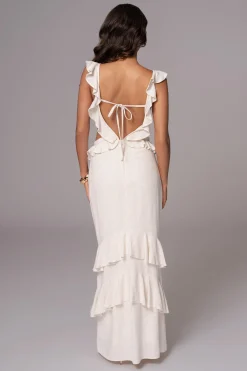 Natural Sunshine Ruffle Linen Dress*JLUXLABEL New