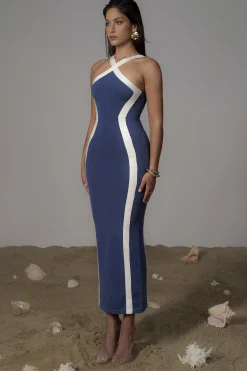 Navy  Fabiola Contrast Maxi Dress*JLUXLABEL Sale