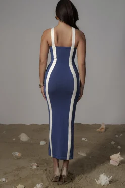 Navy  Fabiola Contrast Maxi Dress*JLUXLABEL Sale