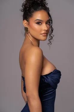 Navy JOSANNA VELVET MIDI DRESS*JLUXLABEL Clearance