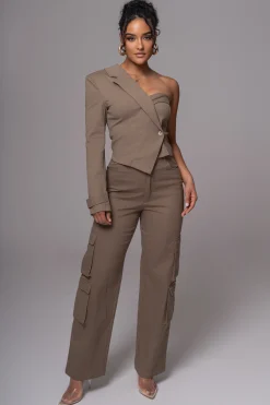 Olive Amal One Shoulder Top*JLUXLABEL Clearance