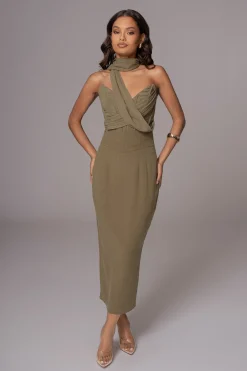 Olive Coastland Linen Skirt*JLUXLABEL Clearance