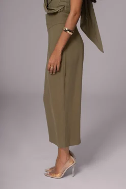 Olive Coastland Linen Skirt*JLUXLABEL Clearance
