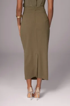 Olive Coastland Linen Skirt*JLUXLABEL Clearance