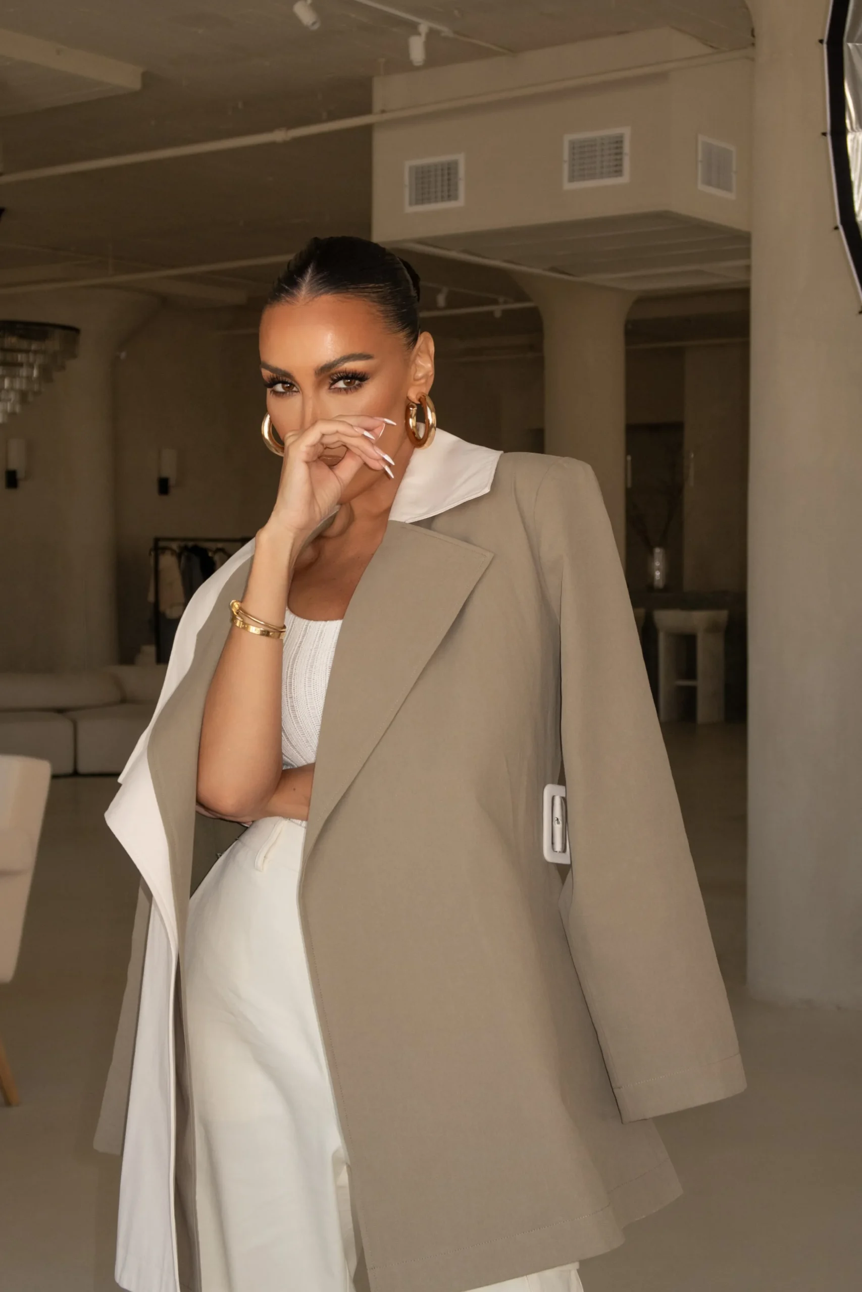 Olive Color Block Summit Belted Jacket*JLUXLABEL Sale