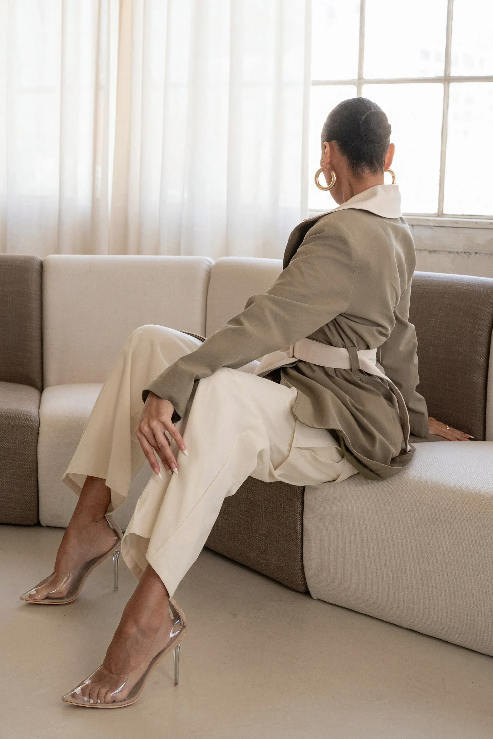 Olive Color Block Summit Belted Jacket*JLUXLABEL Sale