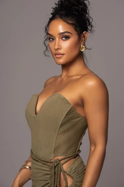 Olive Destination Linen Skirt Set*JLUXLABEL Clearance