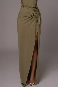 Olive Destination Linen Skirt Set*JLUXLABEL Clearance