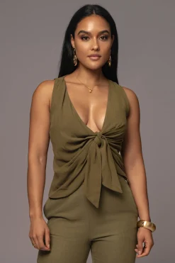 Olive Elicia Linen Top*JLUXLABEL Best