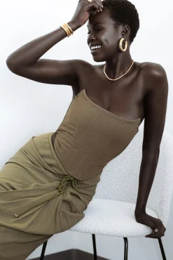 Olive Fenix Reversible Linen Corset*JLUXLABEL Fashion