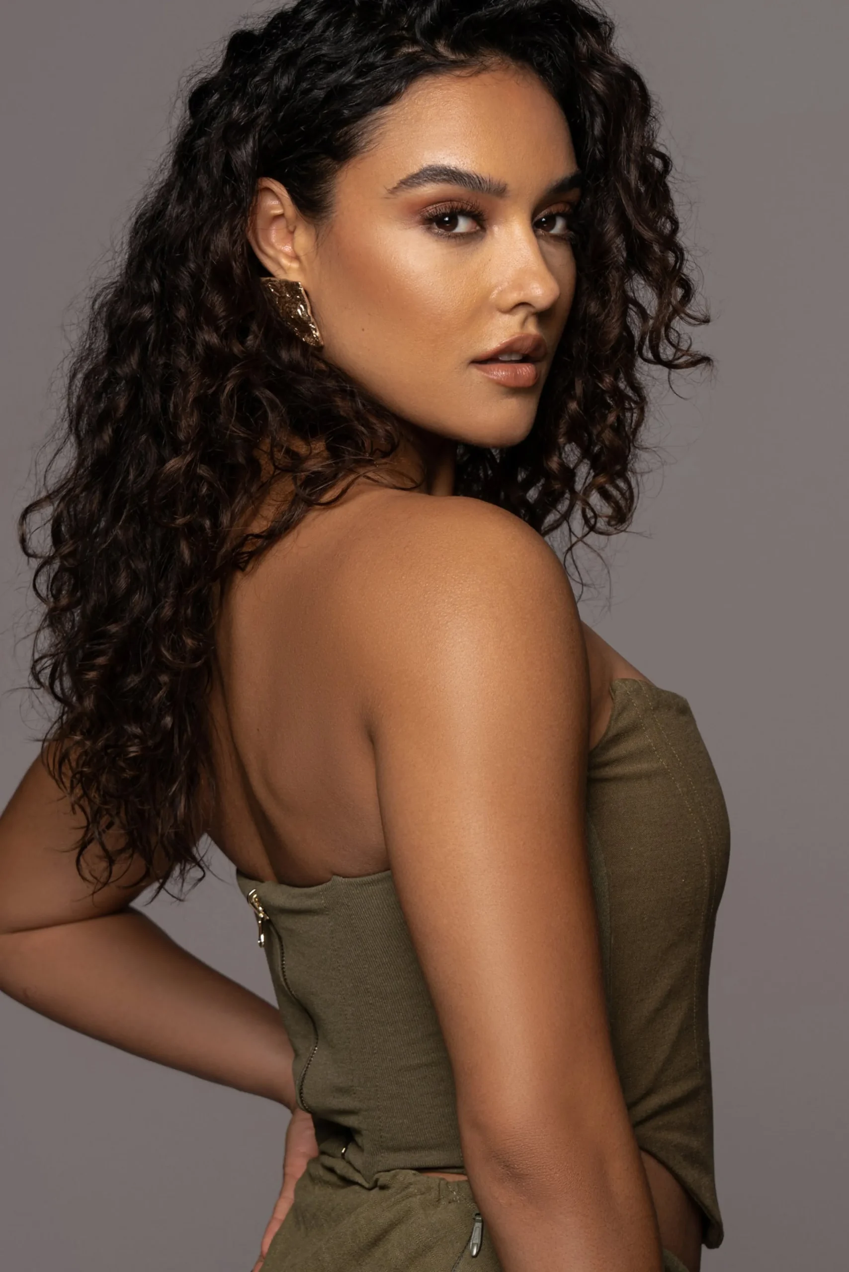 Olive Fenix Reversible Linen Corset*JLUXLABEL Fashion