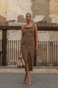 Olive Forever Summer Belted Dress*JLUXLABEL Hot