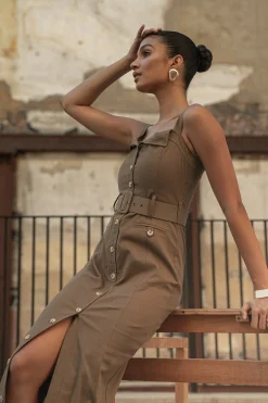 Olive Forever Summer Belted Dress*JLUXLABEL Hot