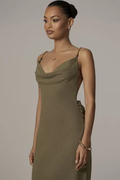 Olive Getaway Linen Maxi Dress*JLUXLABEL Sale