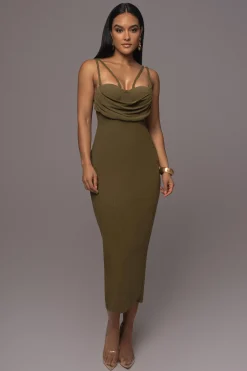 Olive Linen Visions Of You Dress*JLUXLABEL Hot