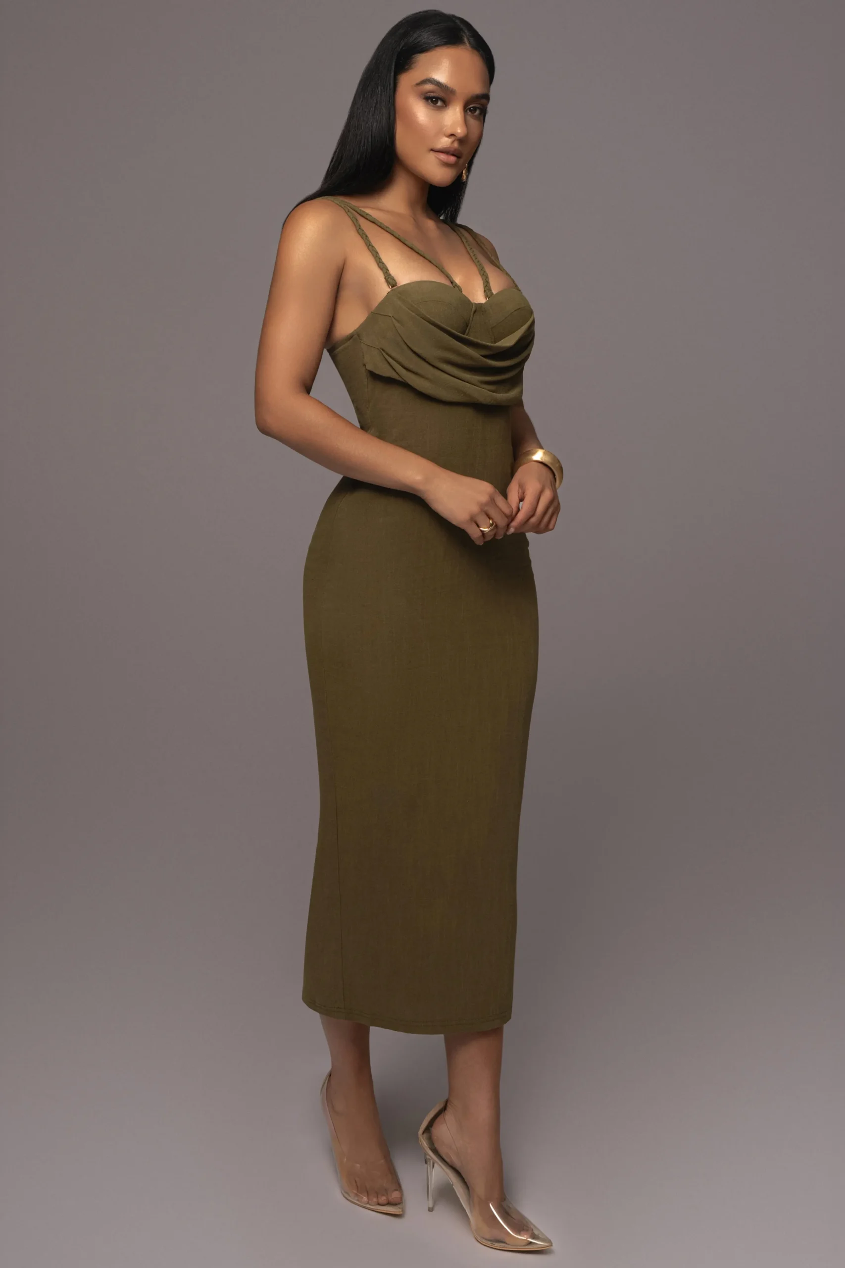 Olive Linen Visions Of You Dress*JLUXLABEL Hot