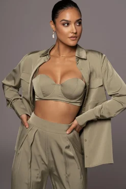 Olive Misty Button Up*JLUXLABEL New