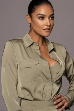 Olive Misty Button Up*JLUXLABEL New