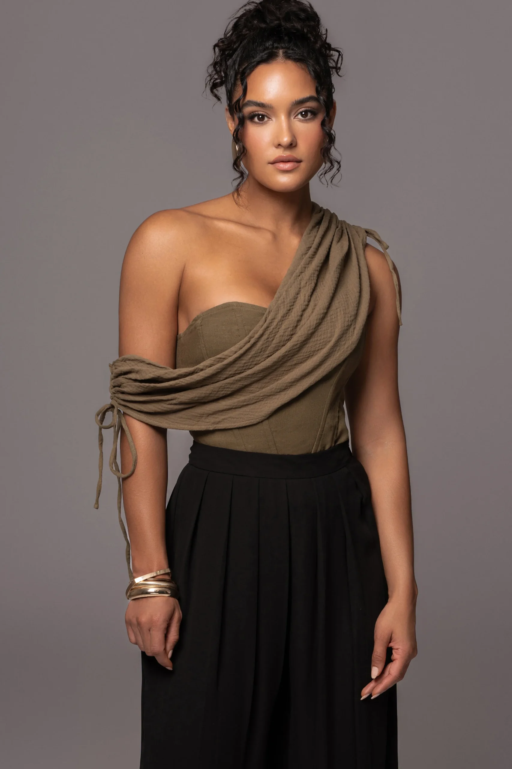 Olive New Obsession Draped Top*JLUXLABEL Sale