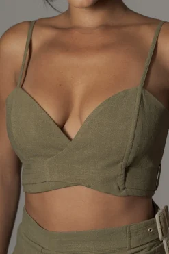 Olive Sunrise Linen Bustier*JLUXLABEL Sale