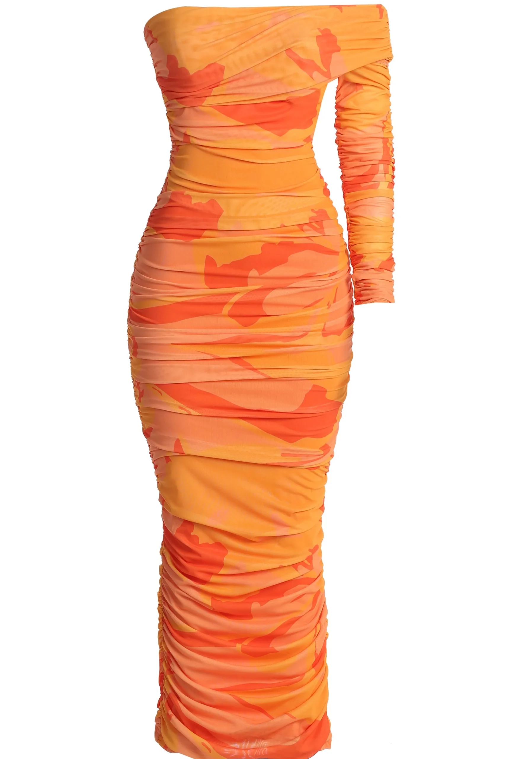 Orange Capri Ruched Dress*JLUXLABEL Discount