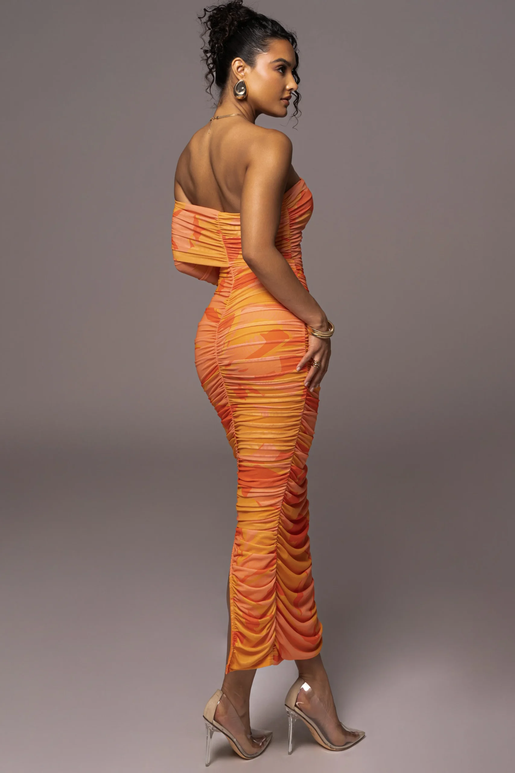 Orange Capri Ruched Dress*JLUXLABEL Discount