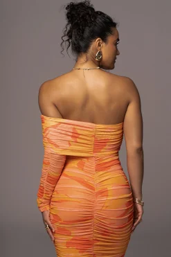 Orange Capri Ruched Dress*JLUXLABEL Discount