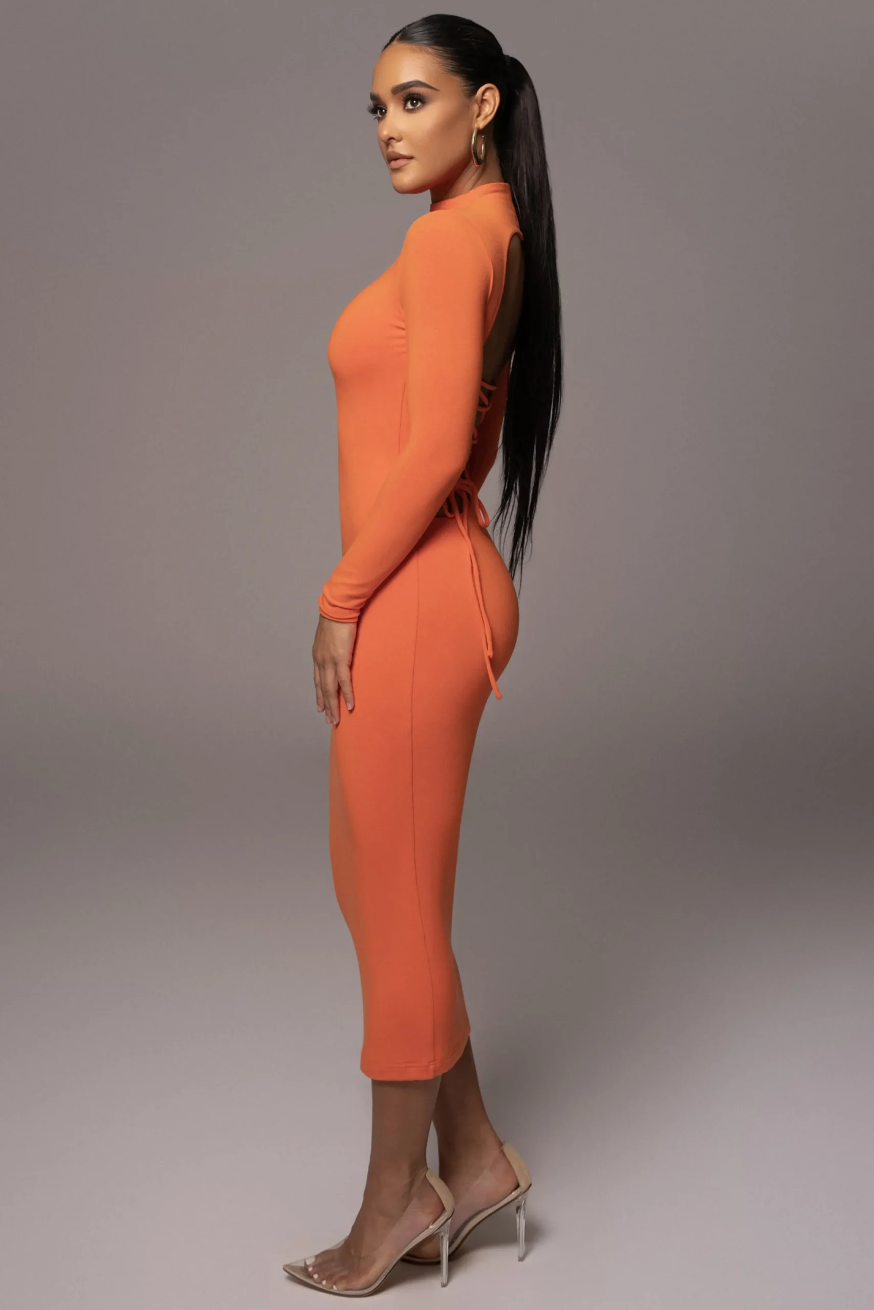 Orange Shaye Mock Neck Dress*JLUXLABEL Best